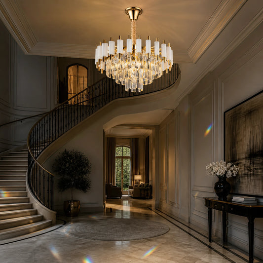 Candelabru Cristal VERSAILLES Nobile 5xE14, Diametru 40cm, Auriu Lucios si Alb - 09_CC900-400WH.png