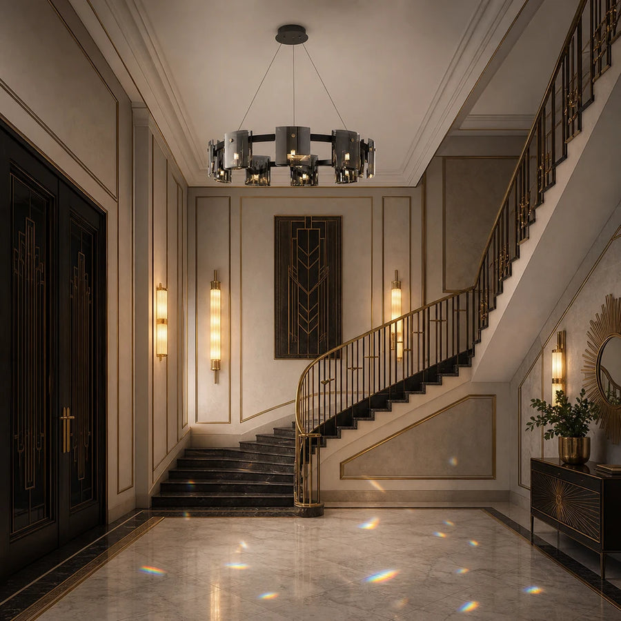 Candelabru Modern, Valmontreux Largo, 8xG9, Diametru 80cm, Negru si Cristale Cenusii, Inaltime Reglabila, Metal si Cristal - 09_CM360-800BK.png