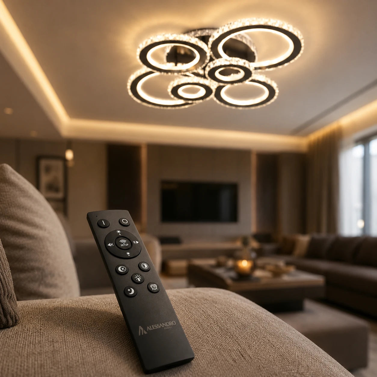 Żyrandol LED z pilotem i kryształem NOVA ROTONDA RGB 145W, 6 kółek, światło zimne/ciepłe/neutralne, możliwość przyciemniania, czarny - 09_LT073-6BK.png