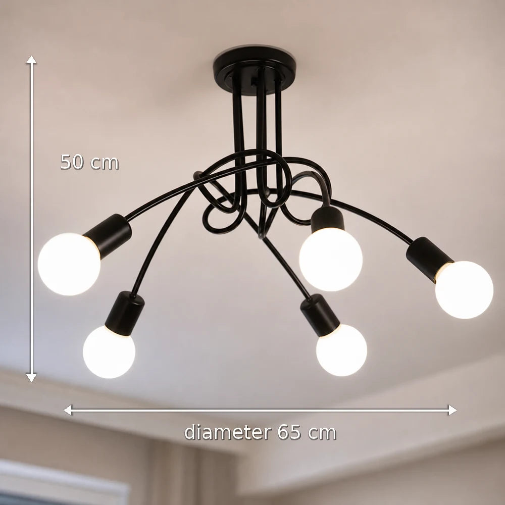 Modernistyczny żyrandol Penta 5, 5x E27, czarny, nowoczesny design - 10_LC366-5BK.png