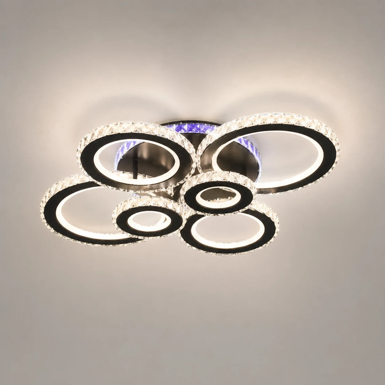 Żyrandol LED z pilotem i kryształem NOVA ROTONDA RGB 145W, 6 kółek, światło zimne/ciepłe/neutralne, możliwość przyciemniania, czarny - 10_LT073-6BK.png