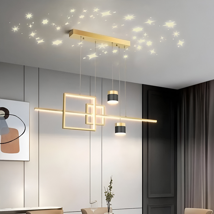 Żyrandol wiszący LED DENISSE 64W z pilotem, zimne/ciepłe/neutralne światło, ściemnialny, złoty, regulowana wysokość, 2233/4GD
