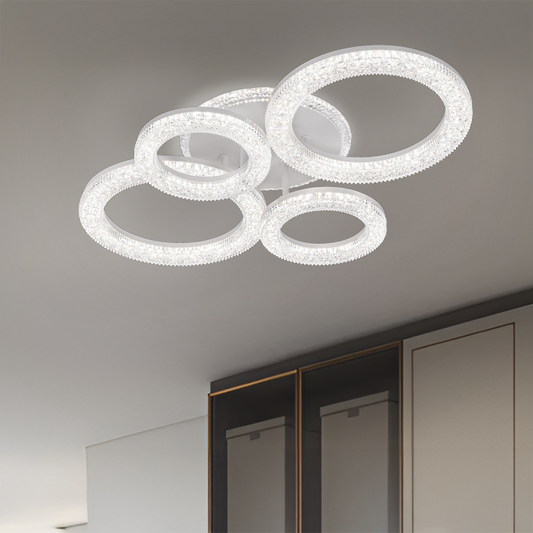 Żyrandol LED Linnea z pilotem, 75 W, 3000 K/4000 K/6000 K, ściemnialny, biały, kryształy