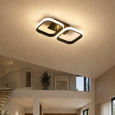 Żyrandol LED VERTEX 21W, 2 Kwadraty, Liniowy, Światło Zimne/Ciepłe/Neutralne, Czarny