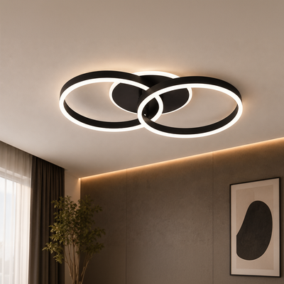 Żyrandol LED z pilotem RIGA LILITH 34W, 2 kółka, światło zimne/ciepłe/neutralne, możliwość przyciemniania, czarny