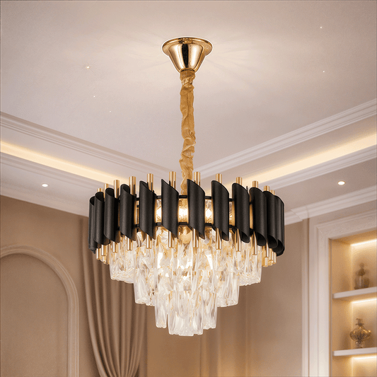 Żyrandol Kryształowy Nobile VERSAILLES 5xE14 średnica 40cm Błyszczące Złoto i Czerń
