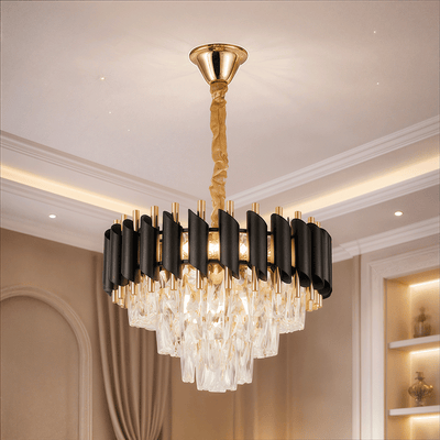 Żyrandol Kryształowy Nobile VERSAILLES 5xE14 średnica 40cm Błyszczące Złoto i Czerń