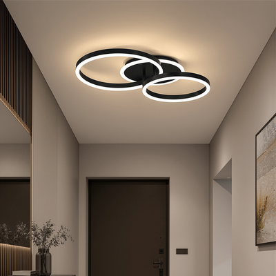 Żyrandol LED z pilotem RINOVA 66W, 2 koła, światło zimne/ciepłe/neutralne, możliwość przyciemniania, czarny