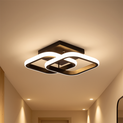 Żyrandol LED VERTEX Matrix Zachodzące na siebie romby, ramki metalowe, 24W, 2 romby, światło zimne/ciepłe/neutralne 3000K/4000K/6000K, czarny, metal i silikon