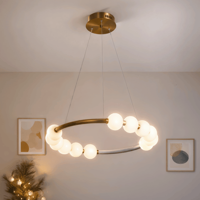 Wisząca lampa LED z akrylu Nova 57W z pilotem, ściemnialna, 3000K/4000K/6000K, kolor złoty, metal i akryl