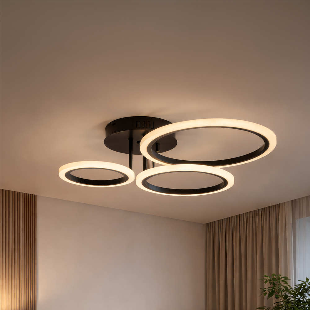 Lustra LED cu telecomanda BETTY 40W, 3 Cercuri, lumina Rece/Calda/Neutra, Dimabila, Negru Lustre LED cu Telecomanda Default Title Alessandro Design