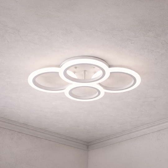 Żyrandol LED z pilotem BETTY 43W, 4 koła, światło zimne/ciepłe/neutralne, możliwość przyciemniania, biały Żyrandol LED z pilotem Domyślny tytuł Alessandro Design