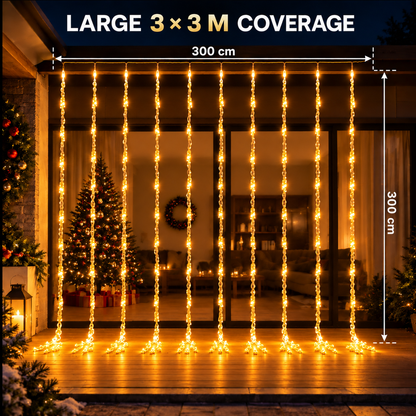 Świąteczna instalacja typu Rain, ciepłe światło, 300 x 300 cm, 320 diod LED