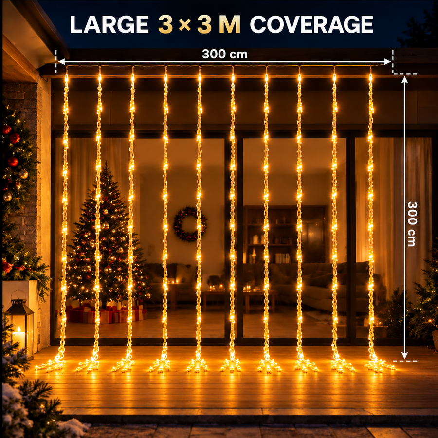 Świąteczna instalacja typu Rain, ciepłe światło, 300 x 300 cm, 320 diod LED