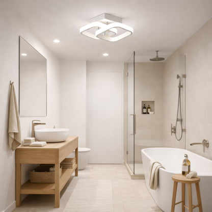 Żyrandol LED VERTEX Matrix, nakładające się diamenty, metalowe ramki, 11W, 2 diamenty, światło zimne/ciepłe/neutralne 3000K/4000K/6000K, biały