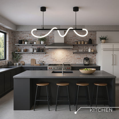 Żyrandol LED DIVINO z elastyczną rurką silikonową - 24W, regulowane światło, czarny mat