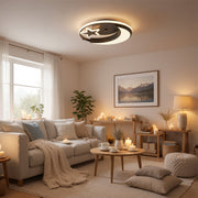 Żyrandol LED z pilotem ALYONA 44W, Księżyc i Gwiazda, Światło zimne/ciepłe/neutralne, Ściemnialny, Czarny 