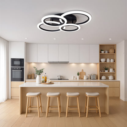 Żyrandol LED BETTY 44W z pilotem, 4 okręgi, światło zimne/ciepłe/neutralne, ściemnialny, czarny