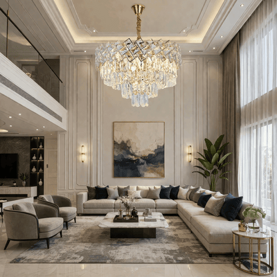 Żyrandol Kryształowy WINDSOR Elegance 8x E14, średnica 39cm, Błyszczące Złoto, Regulowana Wysokość, Metal i Kryształ