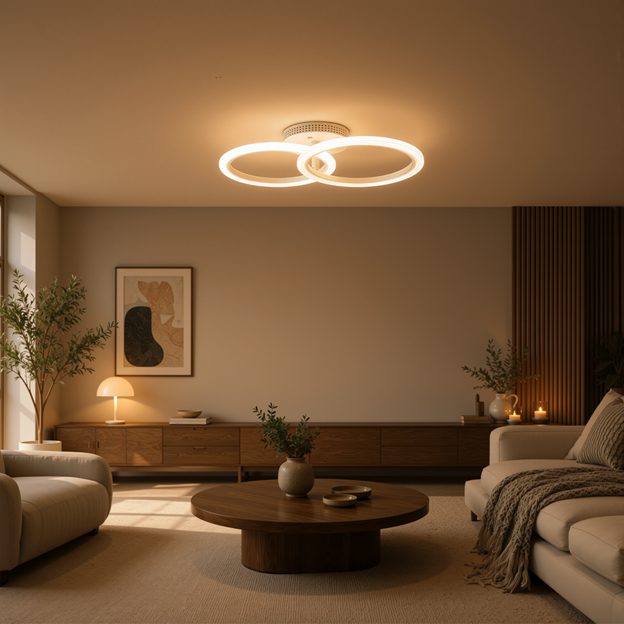 Lustra LED cu telecomanda BETTY 27W, 2 Cercuri, lumina Rece/Calda/Neutra, Dimabila, Alb Lustre LED cu Telecomanda Default Title Alessandro Design