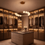 Wisząca lampa LED z akrylu Nova 57W z pilotem, ściemnialna, 3000K/4000K/6000K, kolor złoty, metal i akryl