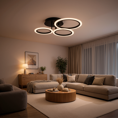 Lustra LED cu telecomanda BETTY 40W, 3 Cercuri, lumina Rece/Calda/Neutra, Dimabila, Negru Lustre LED cu Telecomanda Default Title Alessandro Design