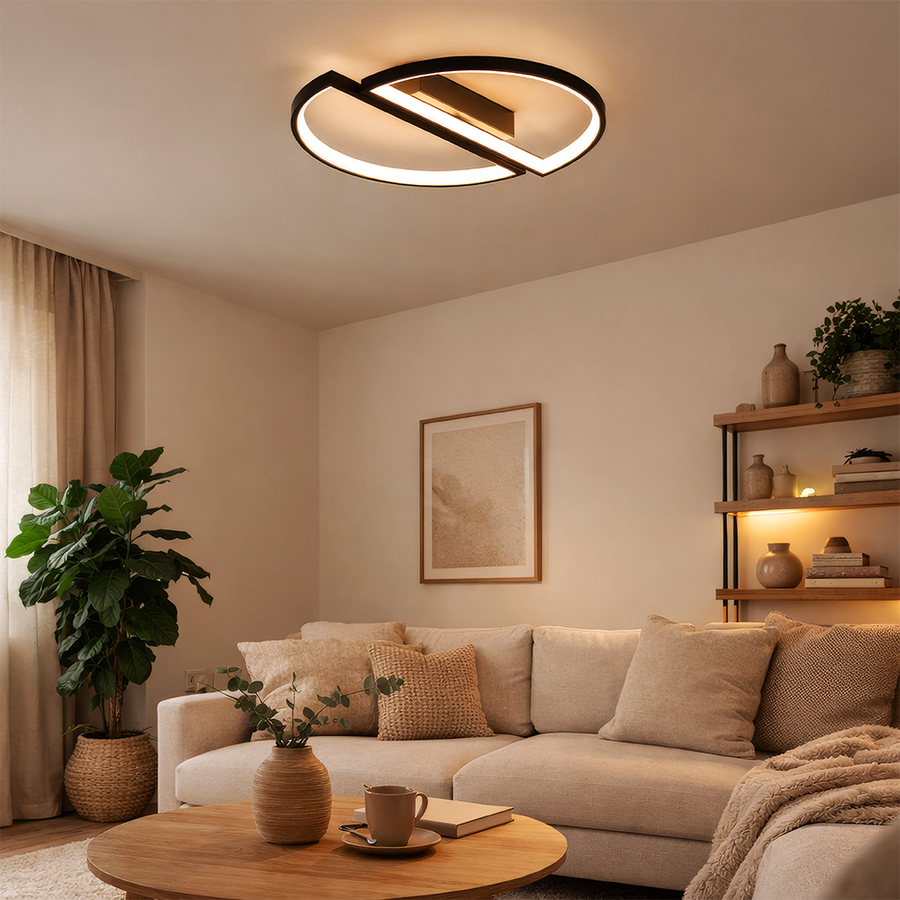 Żyrandol LED z pilotem VECTOR ARCUS 52W, 2 elementy, światło zimne/ciepłe/neutralne, możliwość przyciemniania, czarny