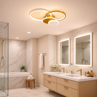 Żyrandol LED z pilotem KILLIAN 80W, 4 koła, światło zimne/ciepłe/neutralne, możliwość przyciemniania, złoty