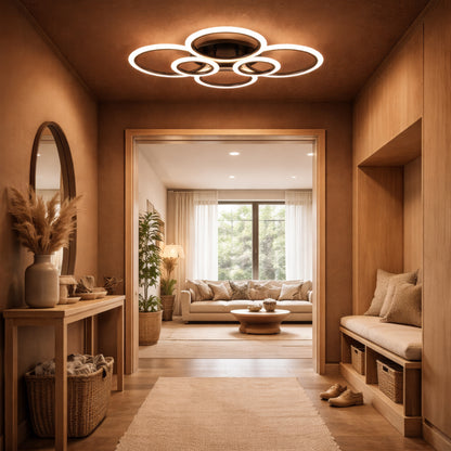 Żyrandol LED BETTY 82W z pilotem, 6 okręgów, światło zimne/ciepłe/neutralne, ściemnialny, czarny