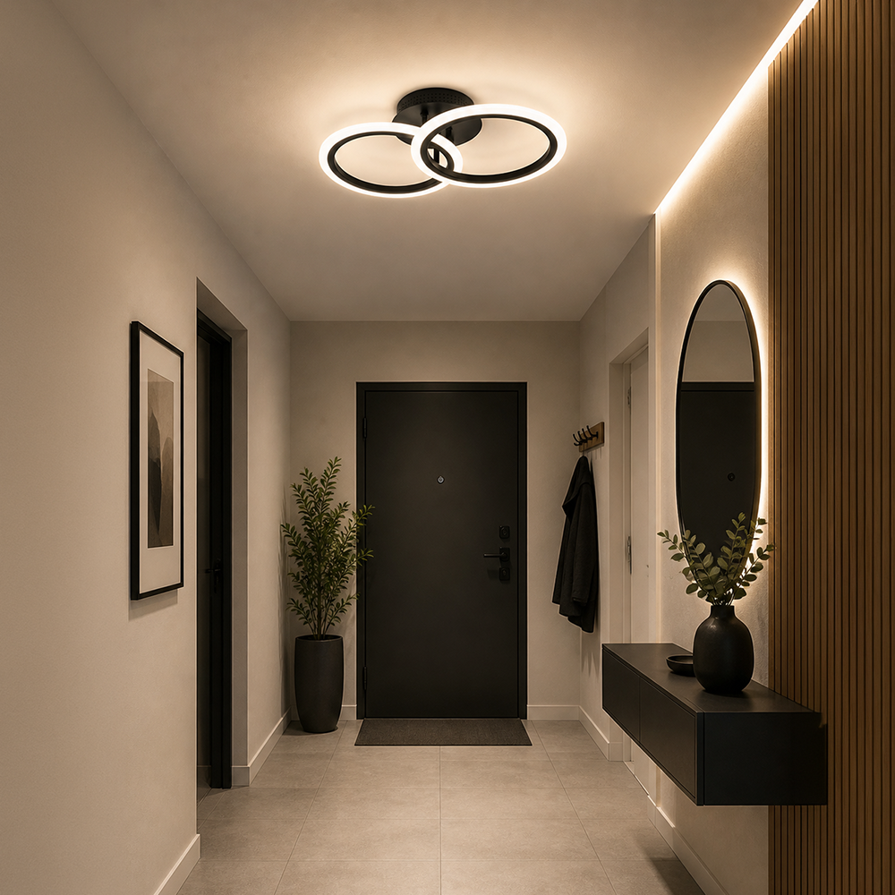 Lustra LED cu telecomanda BETTY 27W, 2 Cercuri, lumina Rece/Calda/Neutra, Dimabila, Negru Lustre LED cu Telecomanda Default Title Alessandro Design