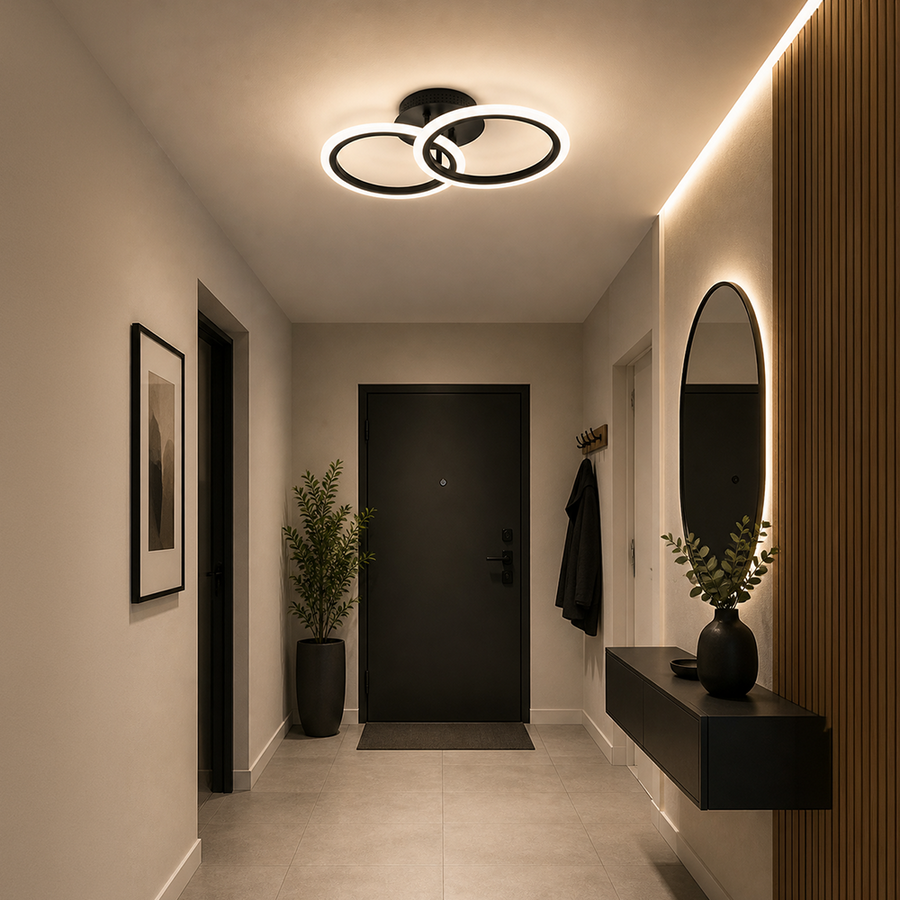 Lustra LED cu telecomanda BETTY 27W, 2 Cercuri, lumina Rece/Calda/Neutra, Dimabila, Negru Lustre LED cu Telecomanda Default Title Alessandro Design