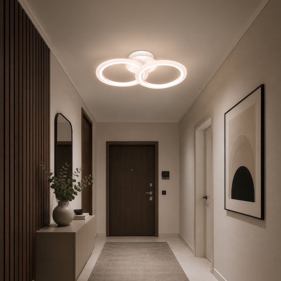 Lustra LED cu telecomanda BETTY 27W, 2 Cercuri, lumina Rece/Calda/Neutra, Dimabila, Alb Lustre LED cu Telecomanda Default Title Alessandro Design