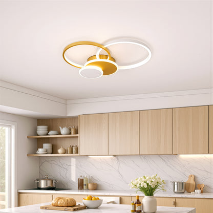 Żyrandol LED z pilotem KILLIAN 80W, 4 koła, światło zimne/ciepłe/neutralne, możliwość przyciemniania, złoty