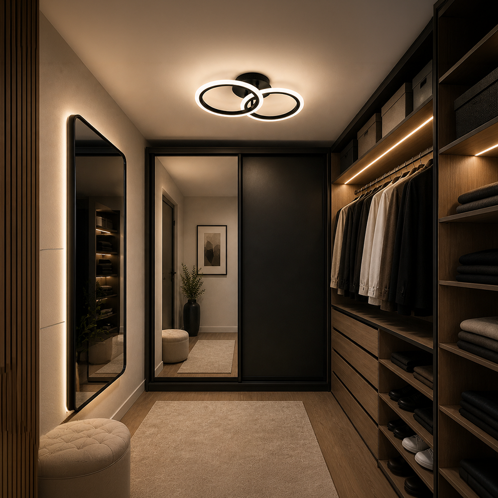 Lustra LED cu telecomanda BETTY 27W, 2 Cercuri, lumina Rece/Calda/Neutra, Dimabila, Negru Lustre LED cu Telecomanda Default Title Alessandro Design