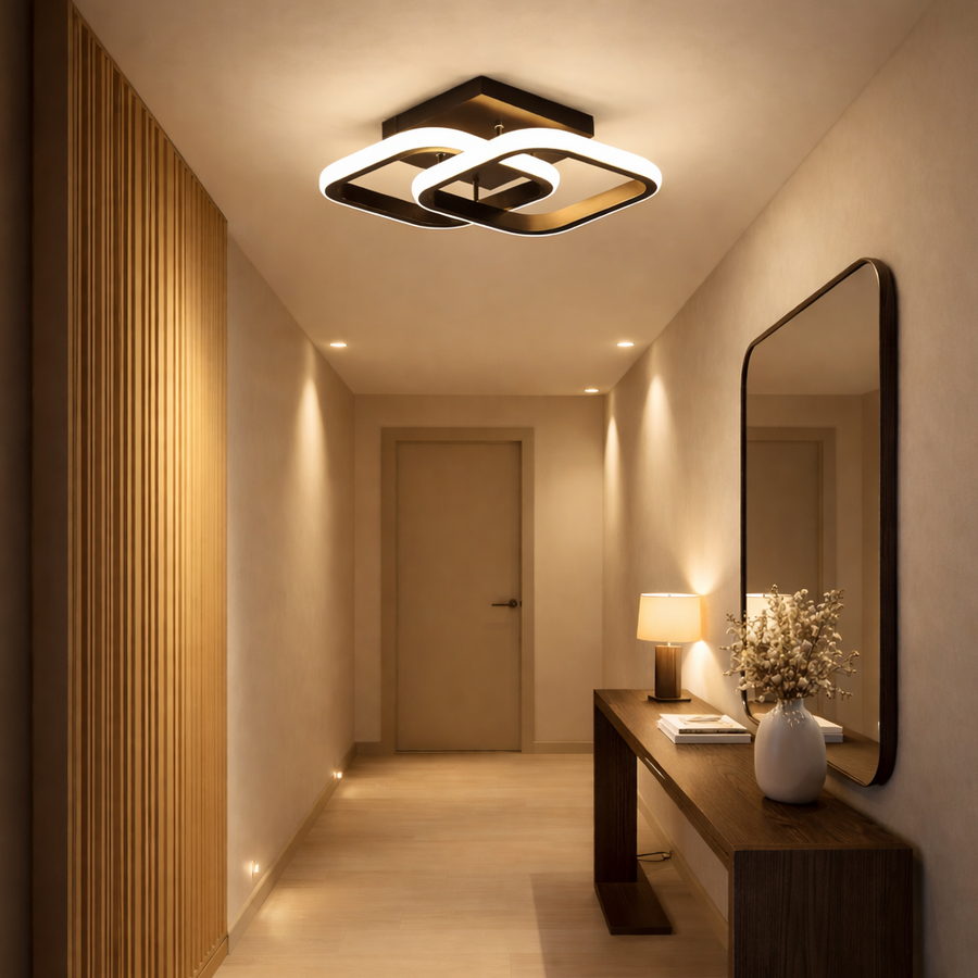 Lustra LED VERTEX Matrix Romburi Suprapuse, Rame Metalice, 24W, 2 Romburi, Lumina Rece/Calda/Neutra 3000K/4000K/6000K, Negru, Metal si Silicon Lustra LED Default Title Alessandro Design