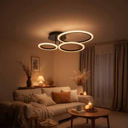 Lustra LED cu telecomanda BETTY 40W, 3 Cercuri, lumina Rece/Calda/Neutra, Dimabila, Negru Lustre LED cu Telecomanda Default Title Alessandro Design