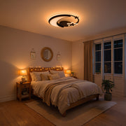 Żyrandol LED z pilotem ALYONA 44W, Księżyc i Gwiazda, Światło zimne/ciepłe/neutralne, Ściemnialny, Czarny 