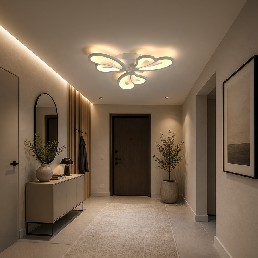 Żyrandol LED BLOSSOM 43 W z pilotem, 3 płatki, światło zimne/ciepłe/neutralne, ściemnialny, biały