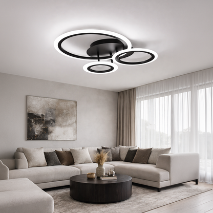 Lustra LED cu telecomanda BETTY 40W, 3 Cercuri, lumina Rece/Calda/Neutra, Dimabila, Negru Lustre LED cu Telecomanda Default Title Alessandro Design