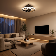 Lustra LED VERTEX Matrix Romburi Suprapuse, Rame Metalice, 24W, 2 Romburi, Lumina Rece/Calda/Neutra 3000K/4000K/6000K, Negru, Metal si Silicon Lustra LED Default Title Alessandro Design