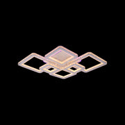 Żyrandol LED z pilotem i kryształem QUADRIS RGB 170 W, 6 kwadratów, światło zimne/ciepłe/neutralne, ściemnialny, biały 