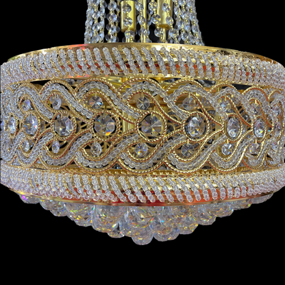 Żyrandol kryształowy Fiamma, 6x E14, średnica 45 cm, złoty