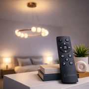 Wisząca lampa LED z akrylu Nova 57W z pilotem, ściemnialna, 3000K/4000K/6000K, kolor złoty, metal i akryl