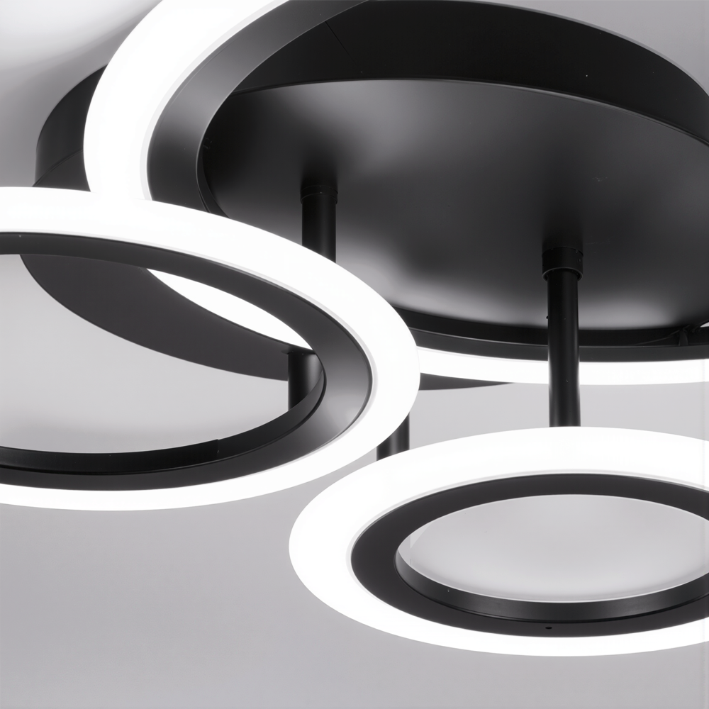 Lustra LED cu telecomanda BETTY 40W, 3 Cercuri, lumina Rece/Calda/Neutra, Dimabila, Negru Lustre LED cu Telecomanda Default Title Alessandro Design