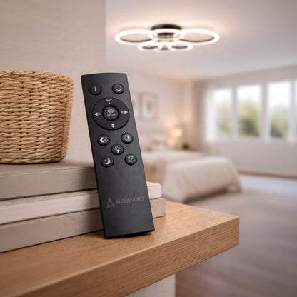 Żyrandol LED BETTY 82W z pilotem, 6 okręgów, światło zimne/ciepłe/neutralne, ściemnialny, czarny