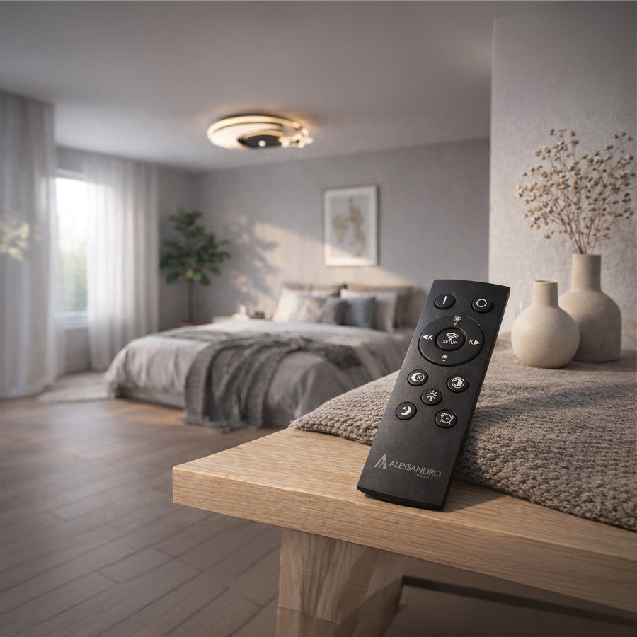 Żyrandol LED z pilotem ALYONA 44W, Księżyc i Gwiazda, Światło zimne/ciepłe/neutralne, Ściemnialny, Czarny 