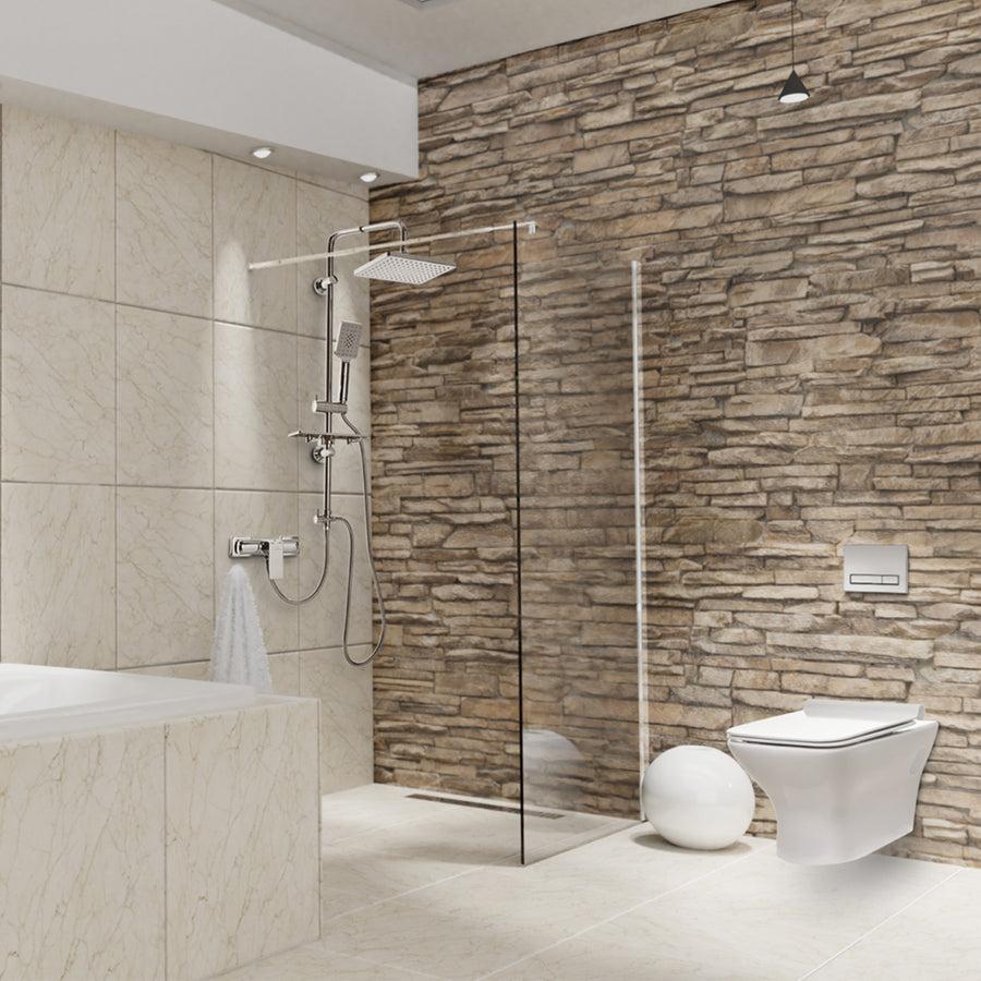 Paravan duș Walk-In 120x195 cm, sticlă securizată 8 mm, transparentă, profil metalic rezistent