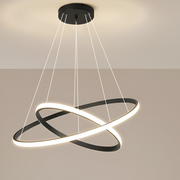 Żyrandol wiszący LED RICCI 25 W, 2 koła, światło zimne/ciepłe/neutralne, czarny, regulowana wysokość
