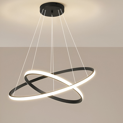Żyrandol wiszący LED RICCI 25 W, 2 koła, światło zimne/ciepłe/neutralne, czarny, regulowana wysokość