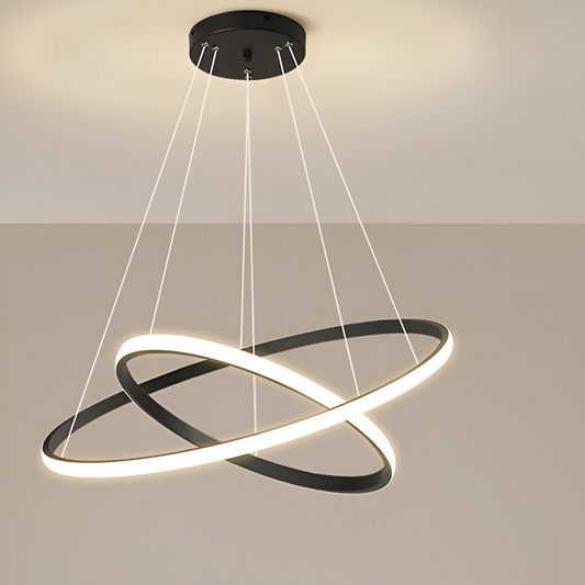 Żyrandol wiszący LED RICCI 25 W, 2 koła, światło zimne/ciepłe/neutralne, czarny, regulowana wysokość